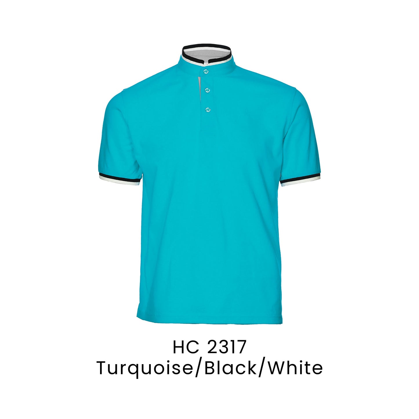 HC 2317 Turquoise/Black/White - HC23 stand collar polo shirt