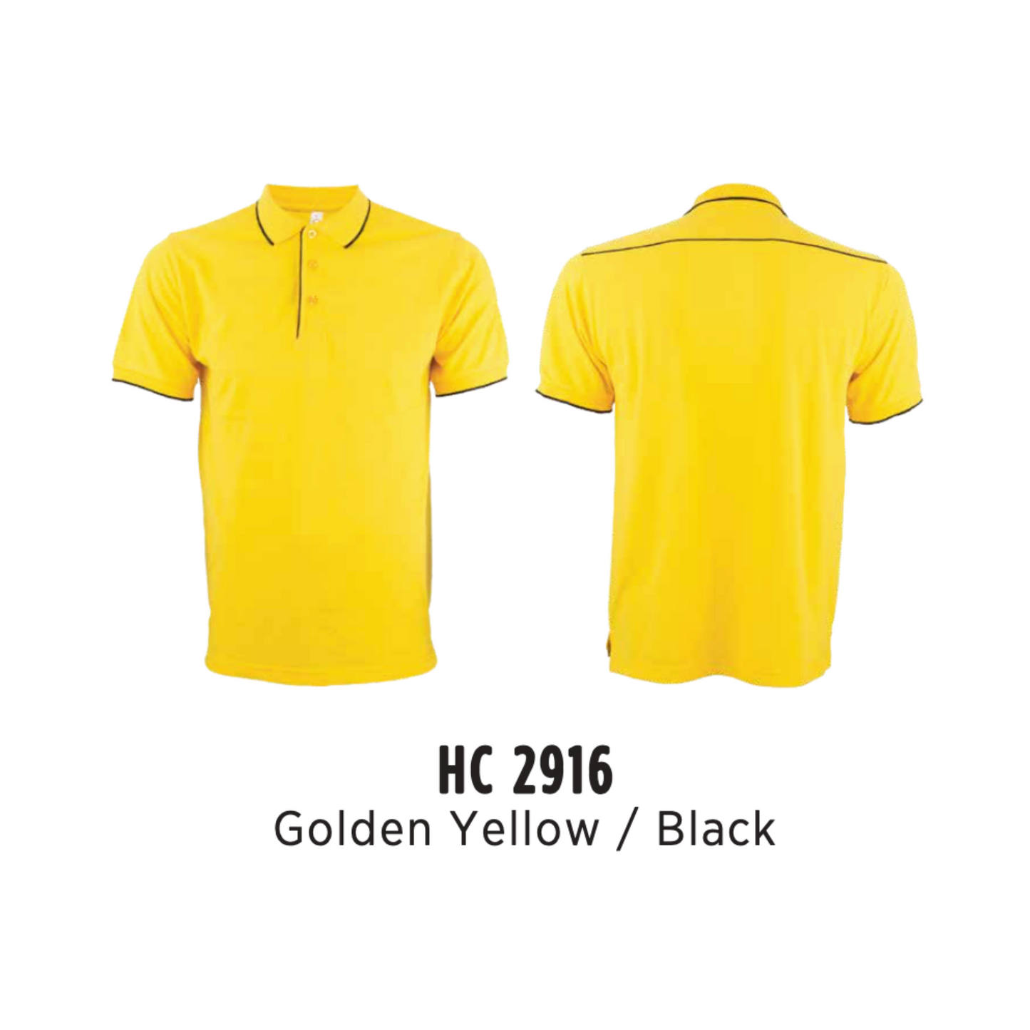 Polo - CVC Honeycomb | Tipped Collar & Cuff | Unisex | 220gsm | Golden Yellow/Black | HC2916