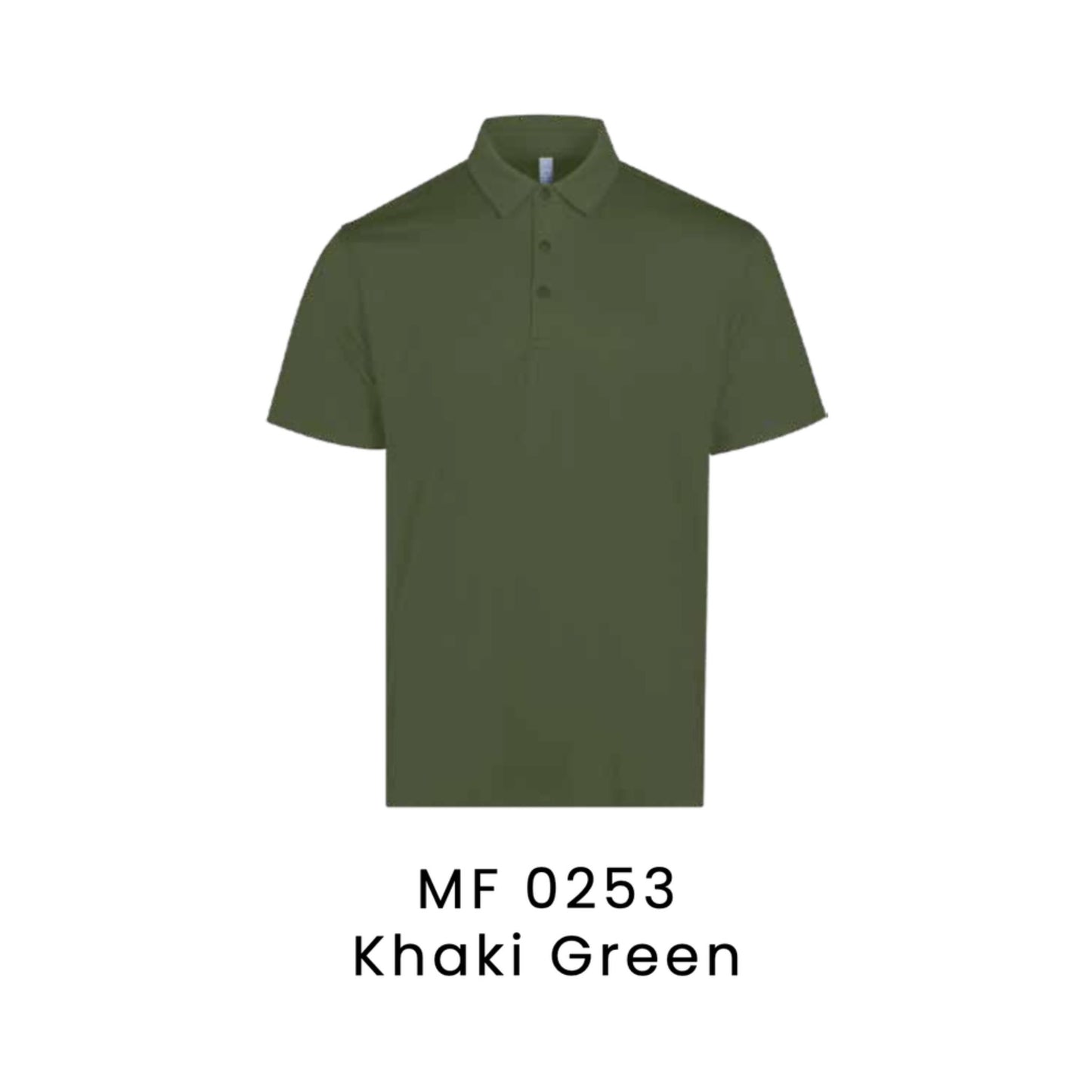 MF0253 Khaki Green premium dry-fit polo shirt 170gsm unisex nylon spandex – custom logo printing & embroidery Malaysia