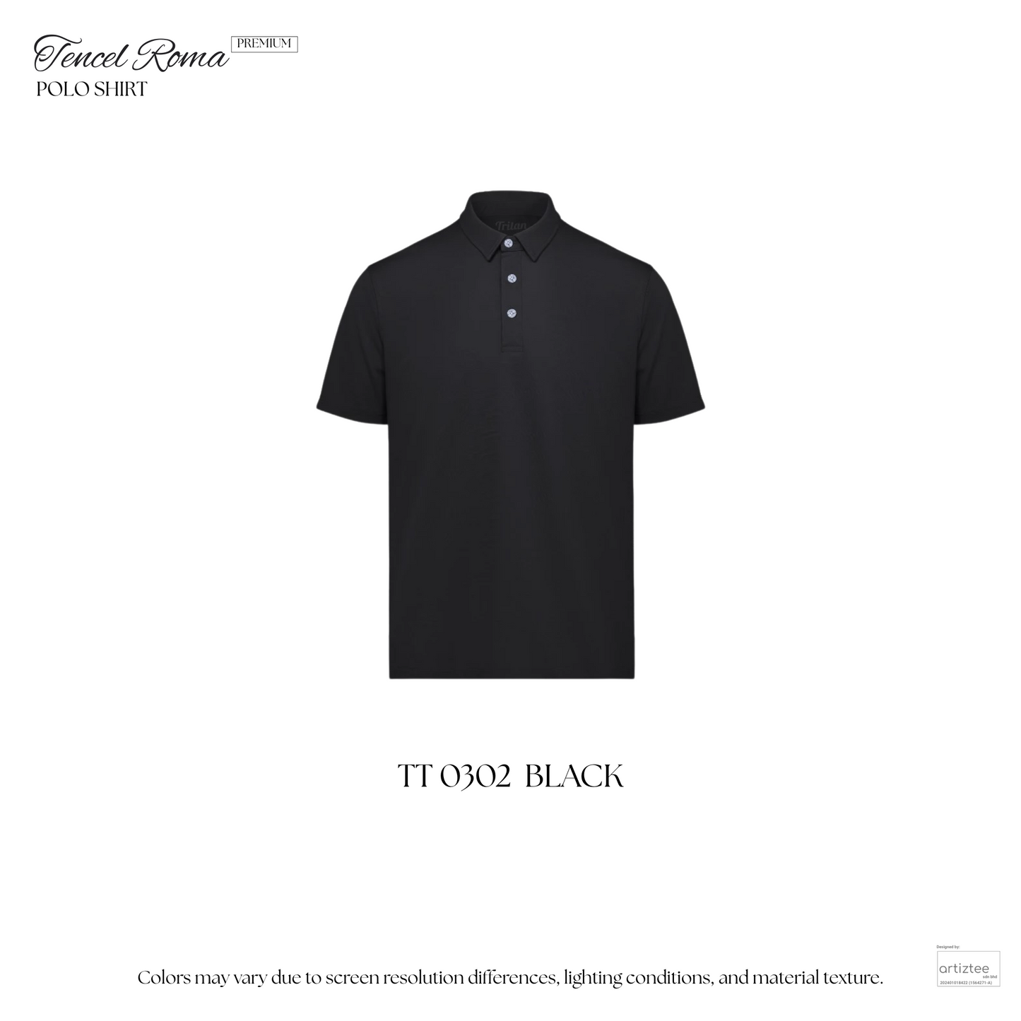 Premium Tencel Roma Polo Shirt | Black | TT0302