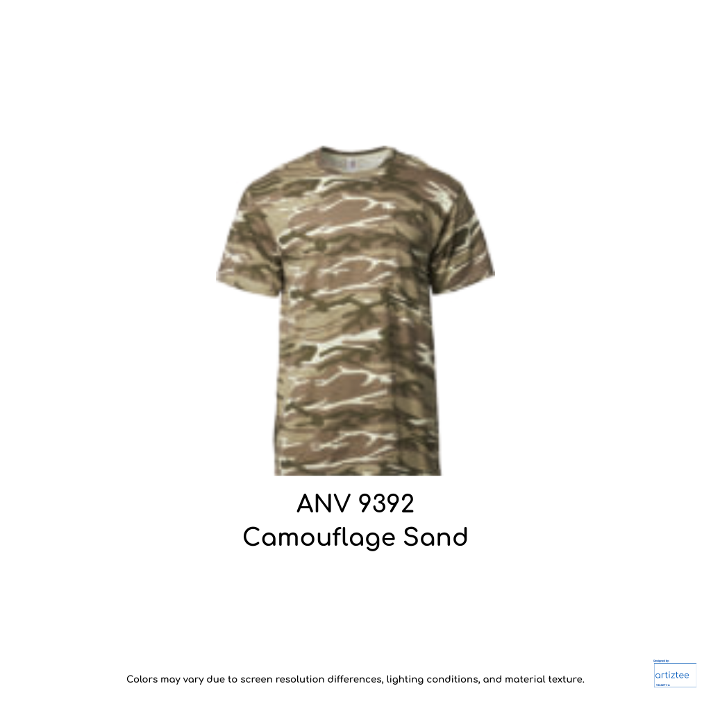 T-Shirt Camouflage Tee Adult Midweight Unisex 170gsm ANV9392 Camouflage Sand