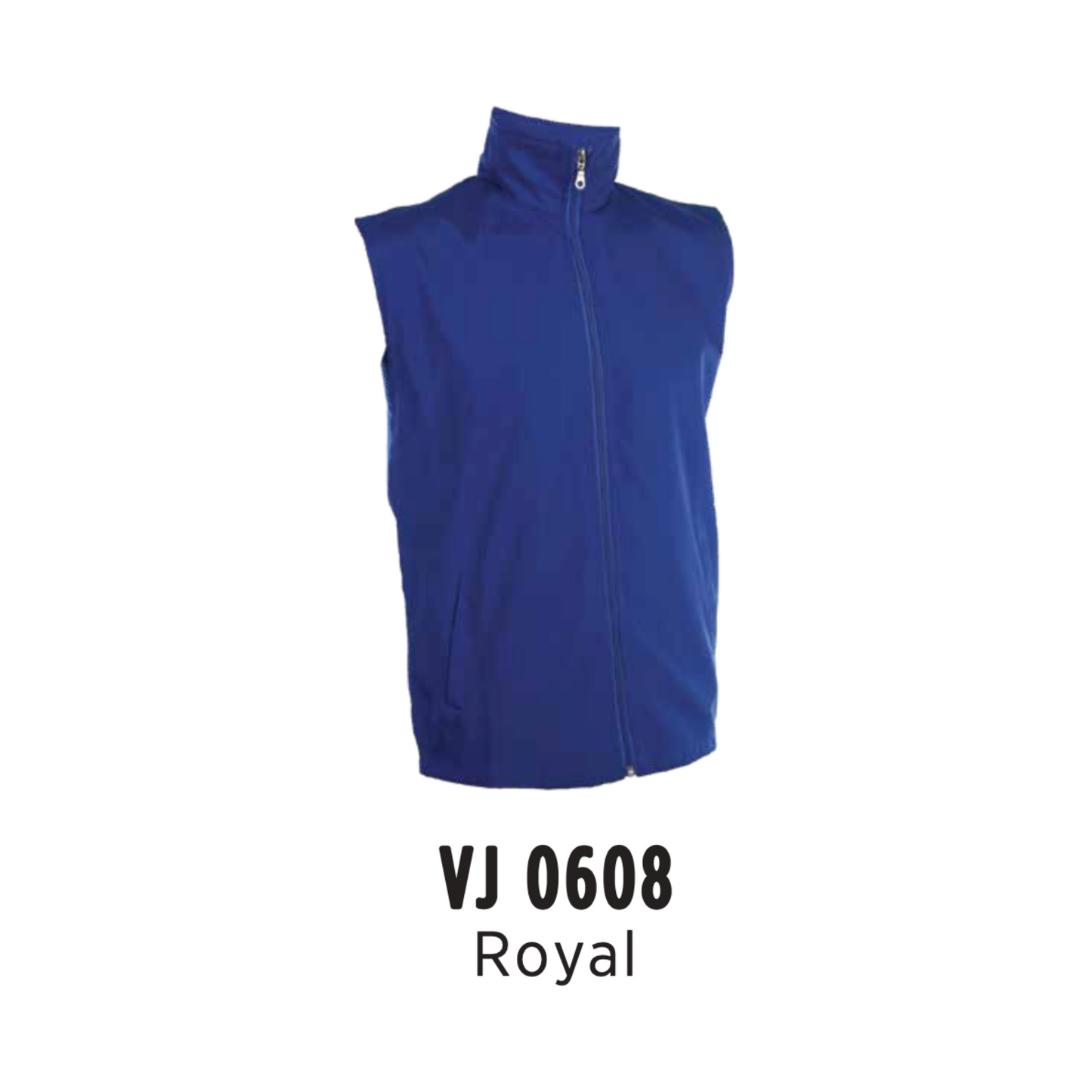 Vest Jacket - Full Zip | 2 Pockets | Sleeveless | Unisex | Royal | VJ0608