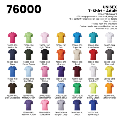 T-Shirt - Adult | Unisex | 180gsm | 76000 | Artiztee | Collection