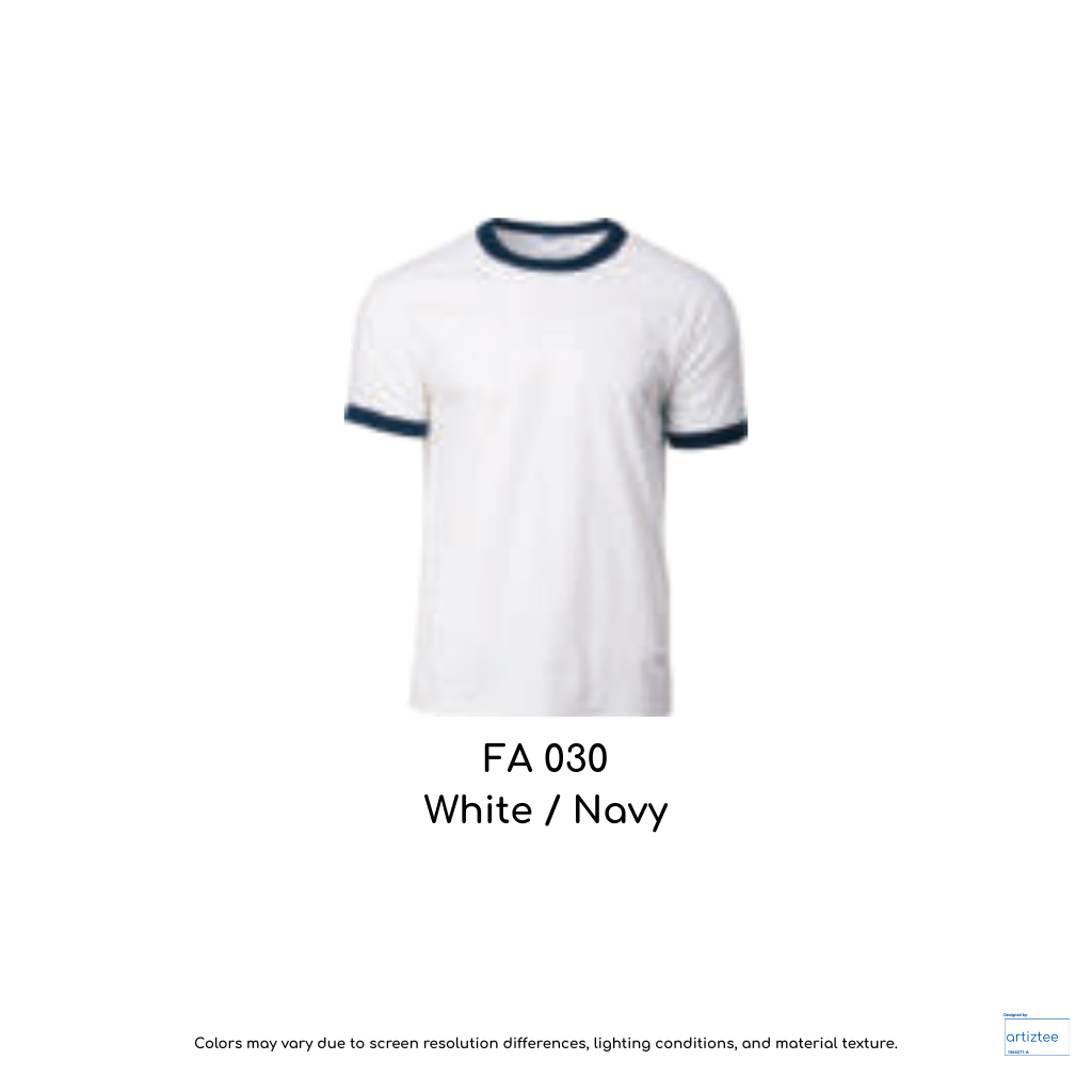 T-Shirt - Adult Ringer | Unisex 180gsm | White / Navy | FA030 | 76600