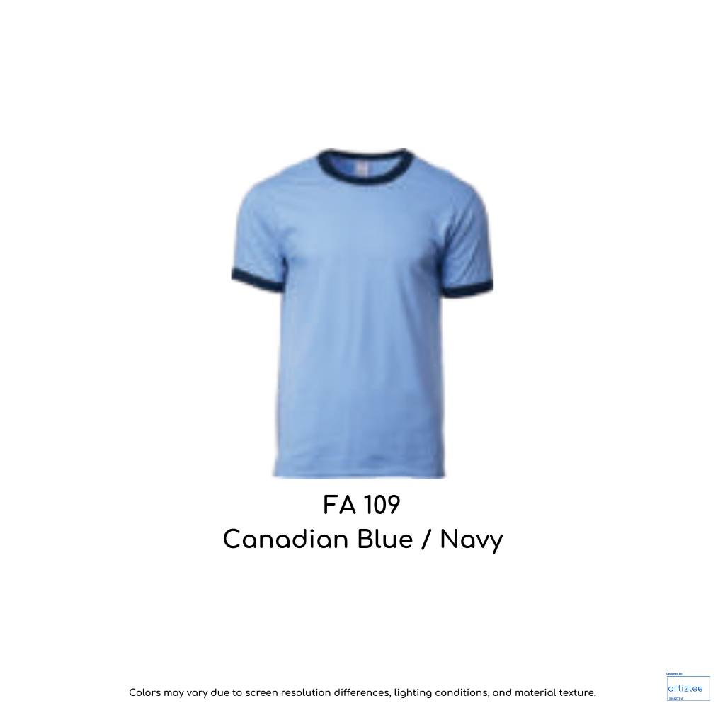 T-Shirt - Adult Ringer | Unisex 180gsm | Canadian Blue / Navy | FA109 | 76600