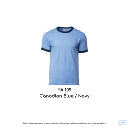 T-Shirt - Adult Ringer | Unisex 180gsm | Canadian Blue / Navy | FA109 | 76600