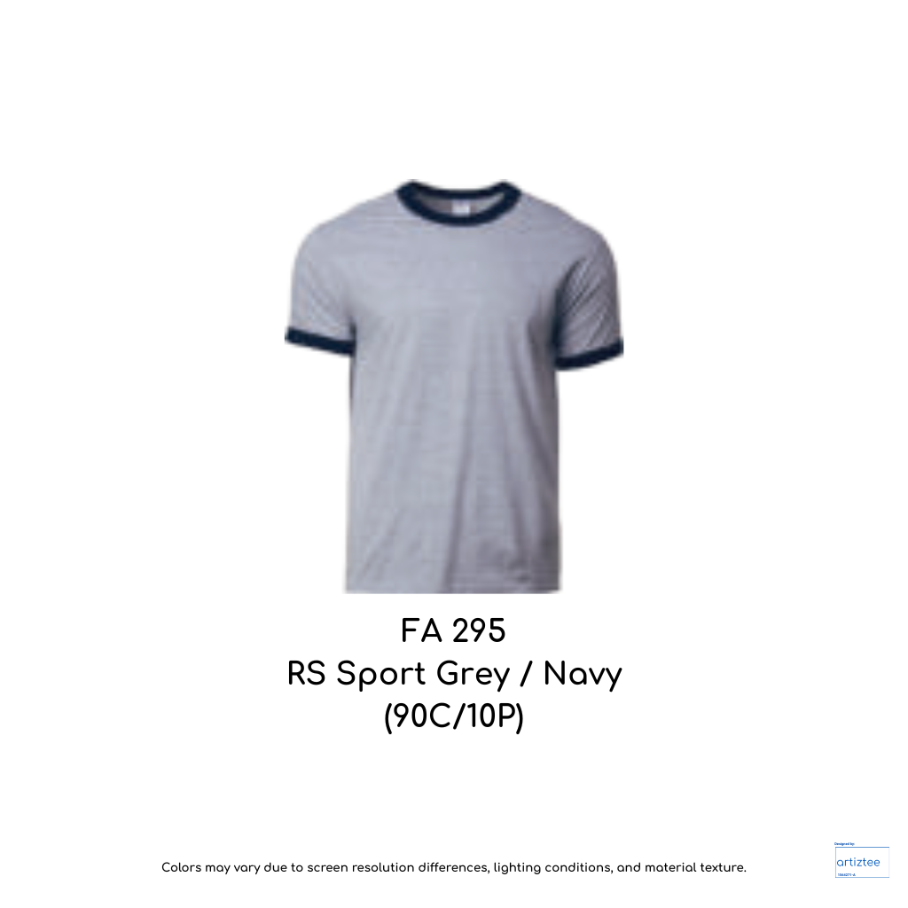 T-Shirt - Adult Ringer | Unisex 180gsm | RS Sport Grey / Navy | FA295 | 76600