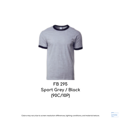 T-Shirt - Adult Ringer | Unisex 180gsm | Sport Grey / Black | FB295 | 76600