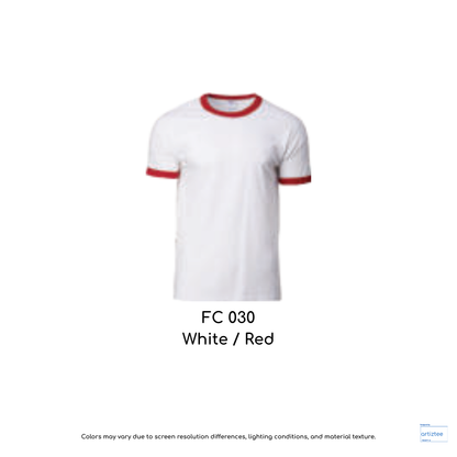 T-Shirt - Adult Ringer | Unisex 180gsm | White / Red | FC030 | 76600