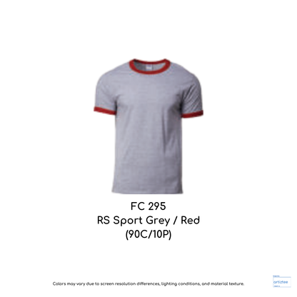 T-Shirt - Adult Ringer | Unisex 180gsm | RS Sport Grey / Red | FC295 | 76600
