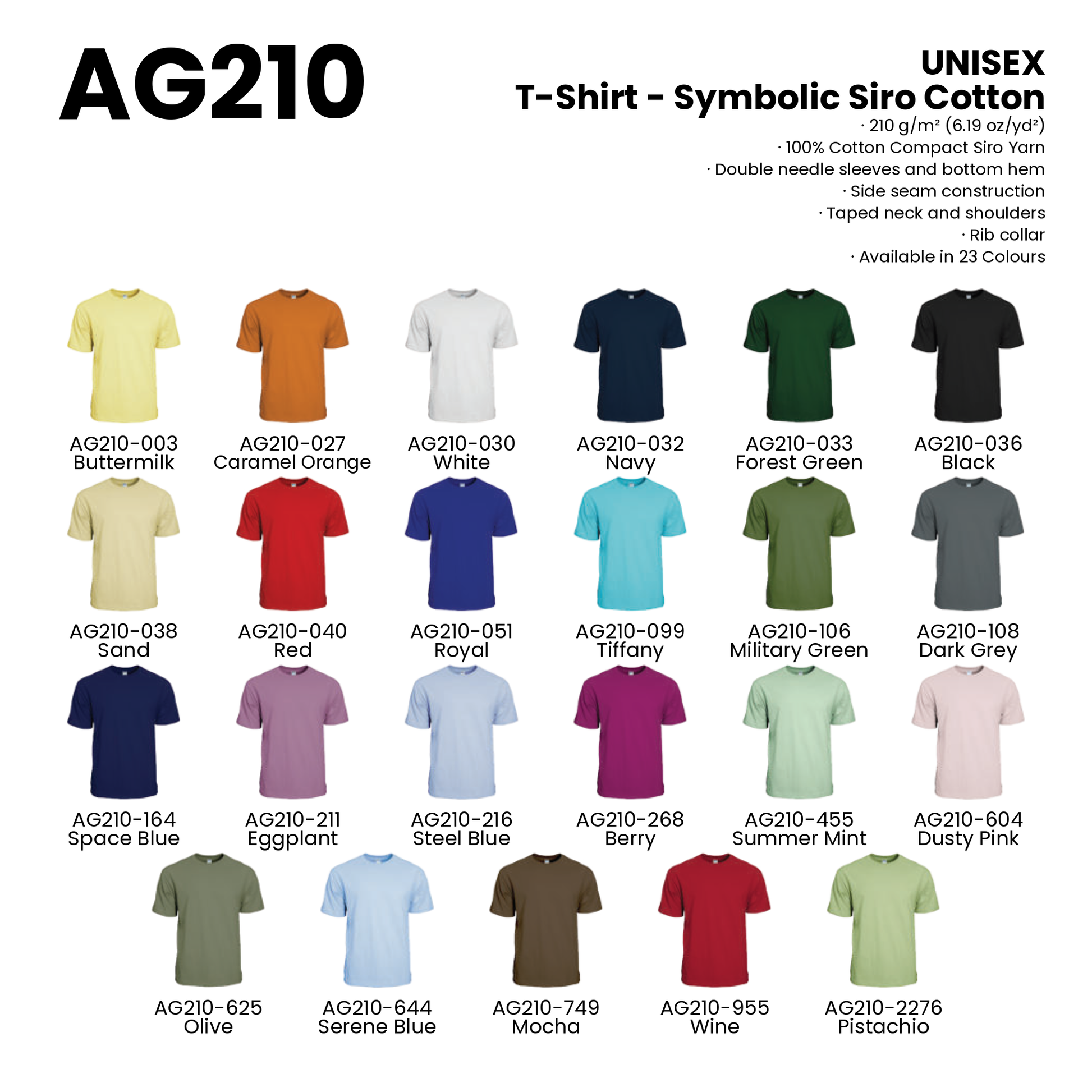 T-Shirt - Symbolic Siro Cotton | Unisex | 210gsm | AG210 | Artiztee | Collection
