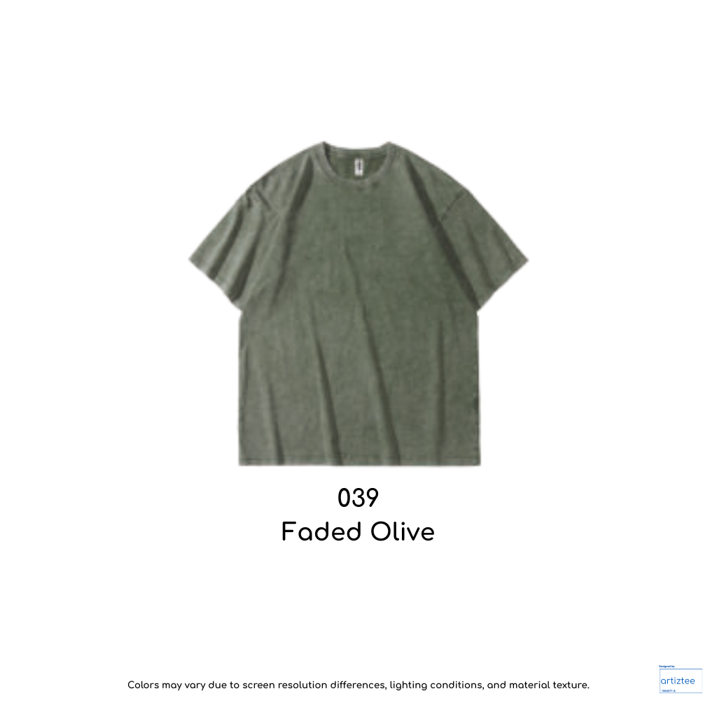 Vintage Snowflake Washed Tee | Unisex Cotton Vintage T-Shirt | Olive | AG2316 | 039