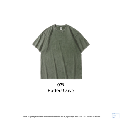 Vintage Snowflake Washed Tee | Unisex Cotton Vintage T-Shirt | Olive | AG2316 | 039