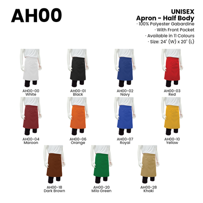 Apron - Half Body | 2 Pockets | Unisex | AH00 | Artiztee | Collection | Size Chart