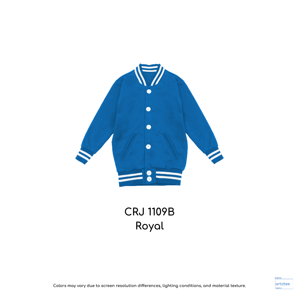 Kid Varsity Jacket Snap Button - Unisex | Royal | CRJ1109B | Artiztee