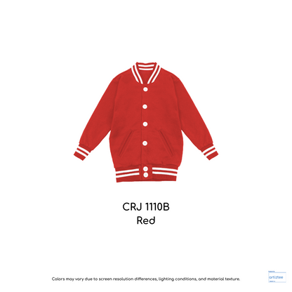 Kid Varsity Jacket Snap Button - Unisex | Red | CRJ1110B | Artiztee