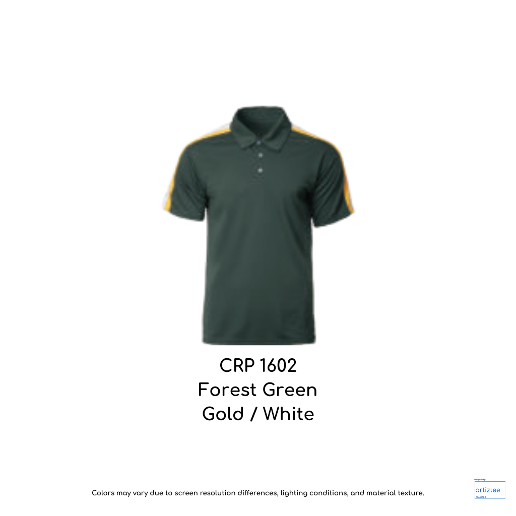 Polo Racer Light Stretchy Unisex 160gsm Forest Green Gold White CRP1602