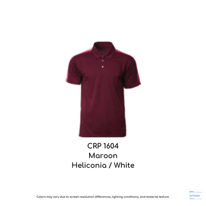 Polo Racer Light Stretchy Unisex 160gsm Maroon Heliconia White CRP1604