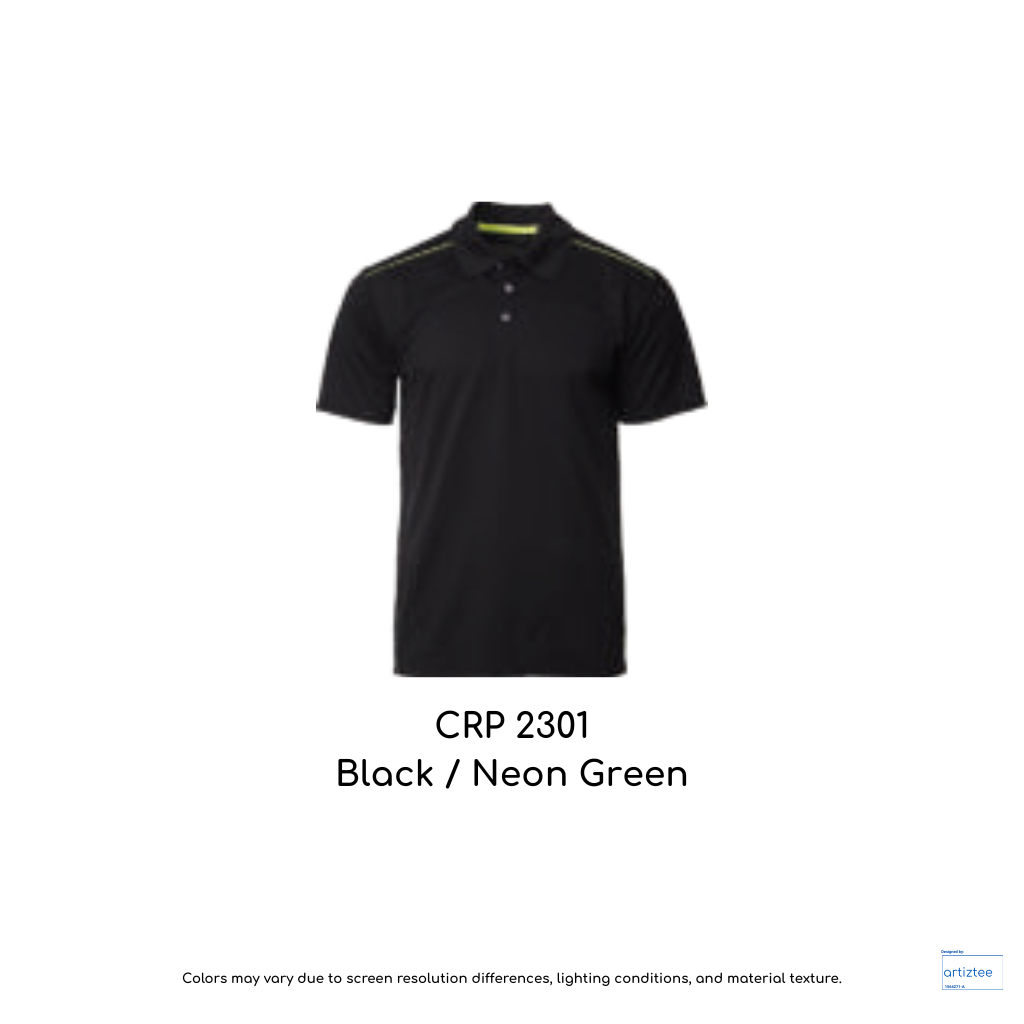 Polo Oxley Unisex 160gsm Black Neon Green CRP2301