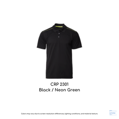 Polo Oxley Unisex 160gsm Black Neon Green CRP2301