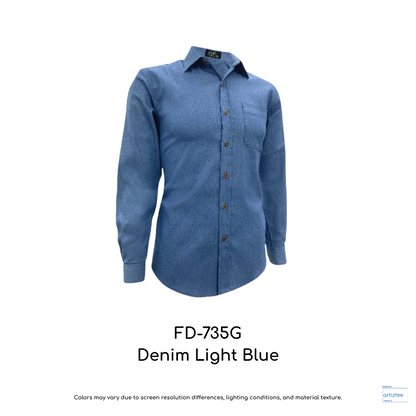 Corporate Uniform Denim FD-735G Unisex Long Sleeves Light Blue