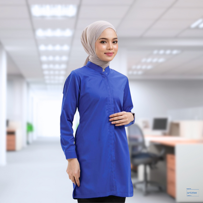 Corporate Uniform FC-1023 Muslimah Long Sleeves Royal Blue White