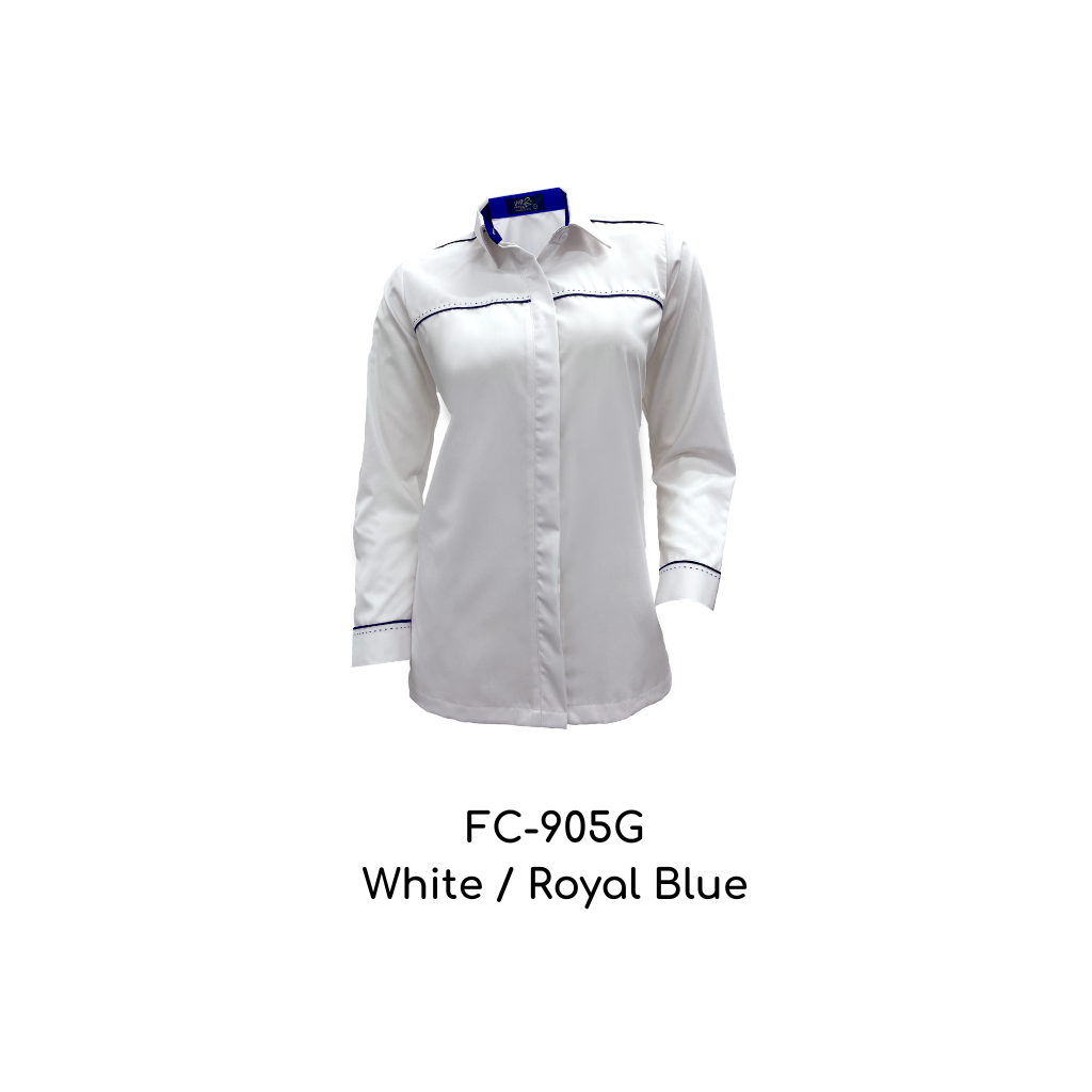 Corporate Uniform Female Long Sleeves FC-905G White-Royal Blue
