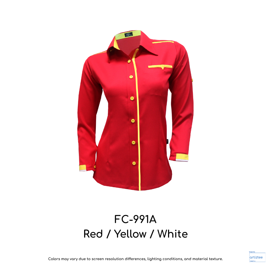 Corporate Uniform FC-991A Female Long Sleeves Red Yellow White