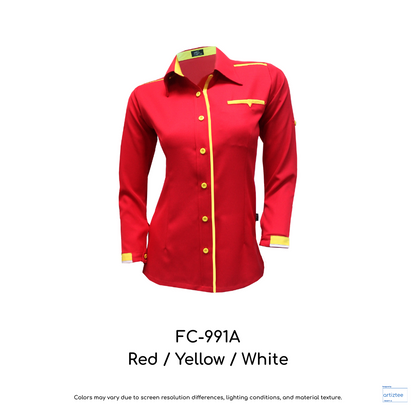 Corporate Uniform FC-991A Female Long Sleeves Red Yellow White