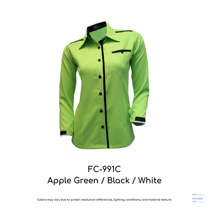 Corporate Uniform FC-991C Female Long Sleeves Apple Green Black White