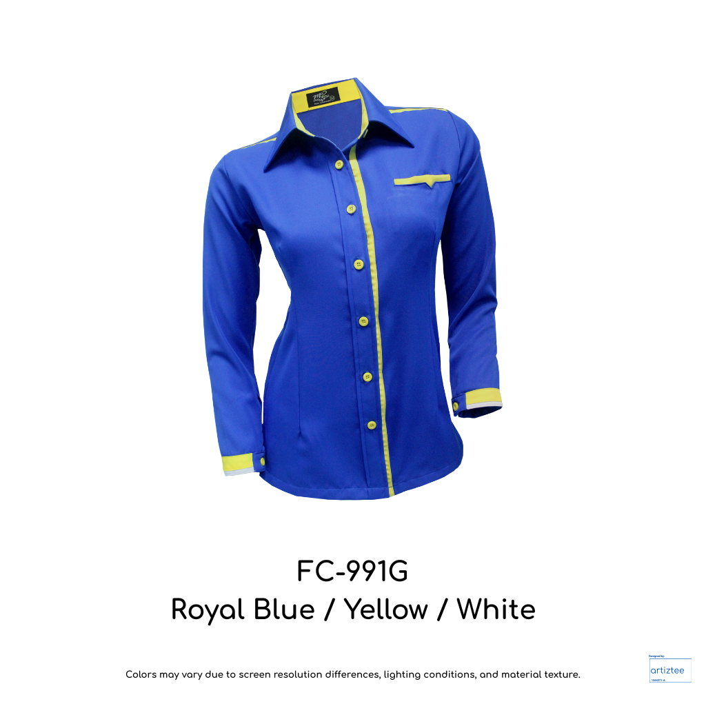 Corporate Uniform FC-991G Female Long Sleeves Royal Blue Yellow White