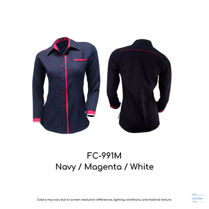 Corporate Uniform FC-991M Female Long Sleeves Navy Magenta White