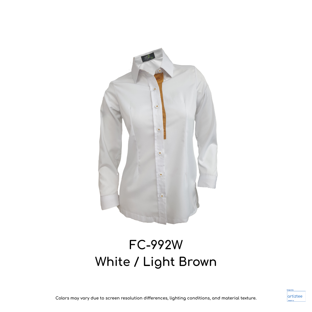 Corporate Uniform FC-992W Female Long Sleeves White Light Brown