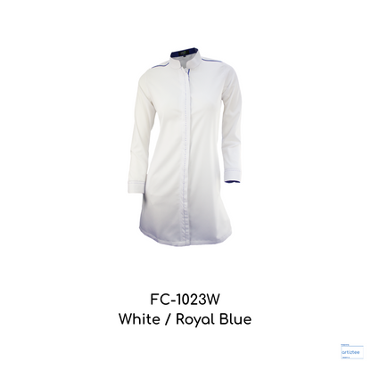 Corporate Uniform Muslimah Long Sleeves FC-1023W White Royal Blue