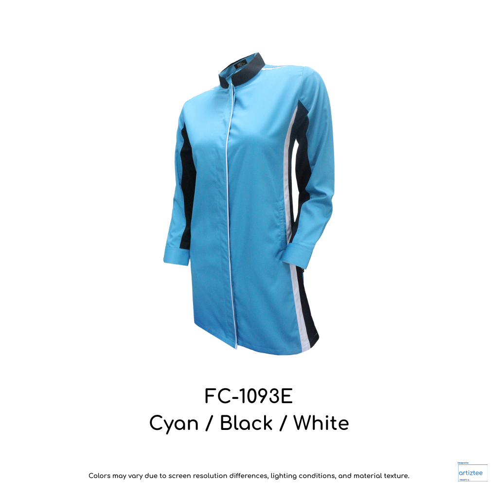 Corporate Uniform FC-1093E Muslimah Long Sleeves Cyan Black White