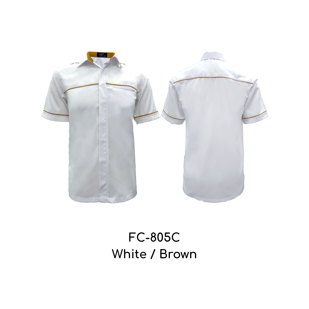 Corporate Uniform Unisex Short Sleeves FC-805C White-Brown