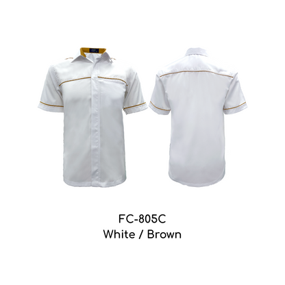 Corporate Uniform Unisex Short Sleeves FC-805C White-Brown