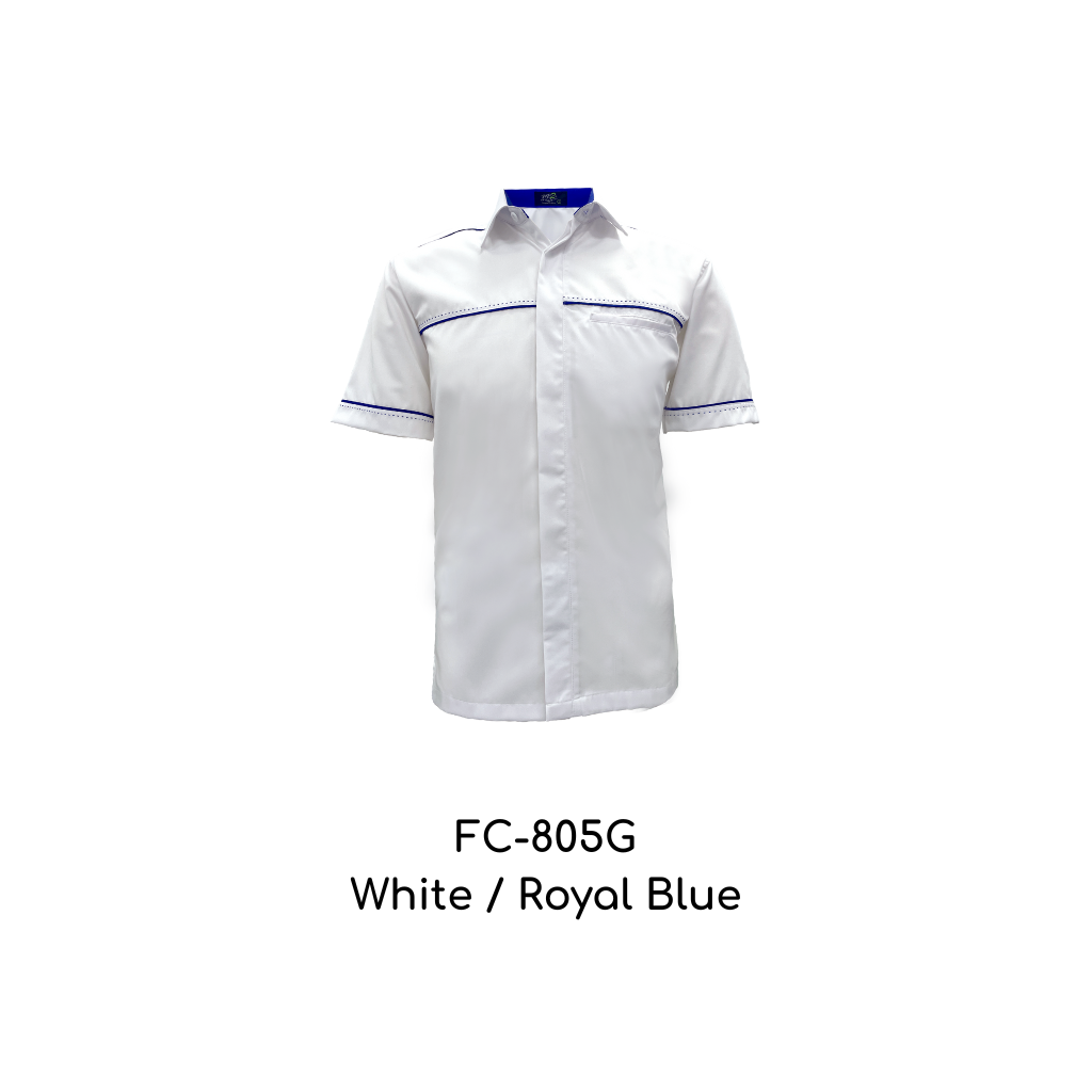 Corporate Uniform Unisex Short Sleeves FC-805G White-Royal Blue