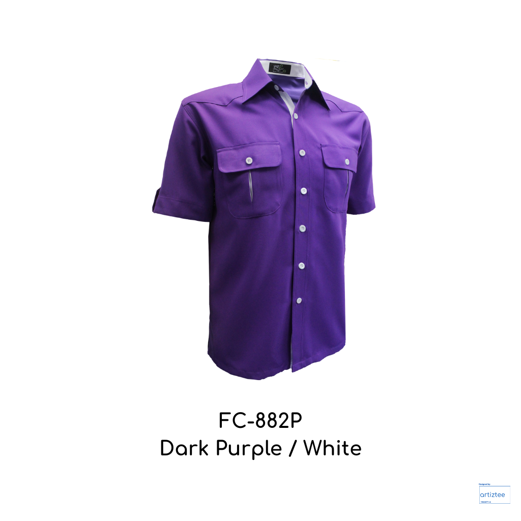 Corporate Uniform Unisex Short Sleeves FC-882P Dark Purple White