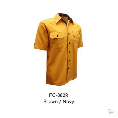 Corporate Uniform Unisex Short Sleeves FC-882R Brown Navy