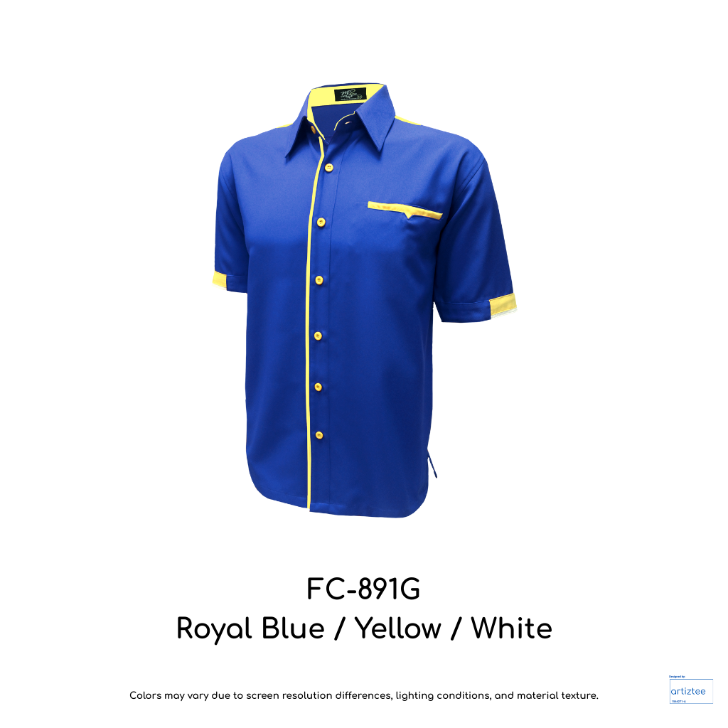 Corporate Uniform FC-891G Unisex Short Sleeves Royal Blue Yellow White