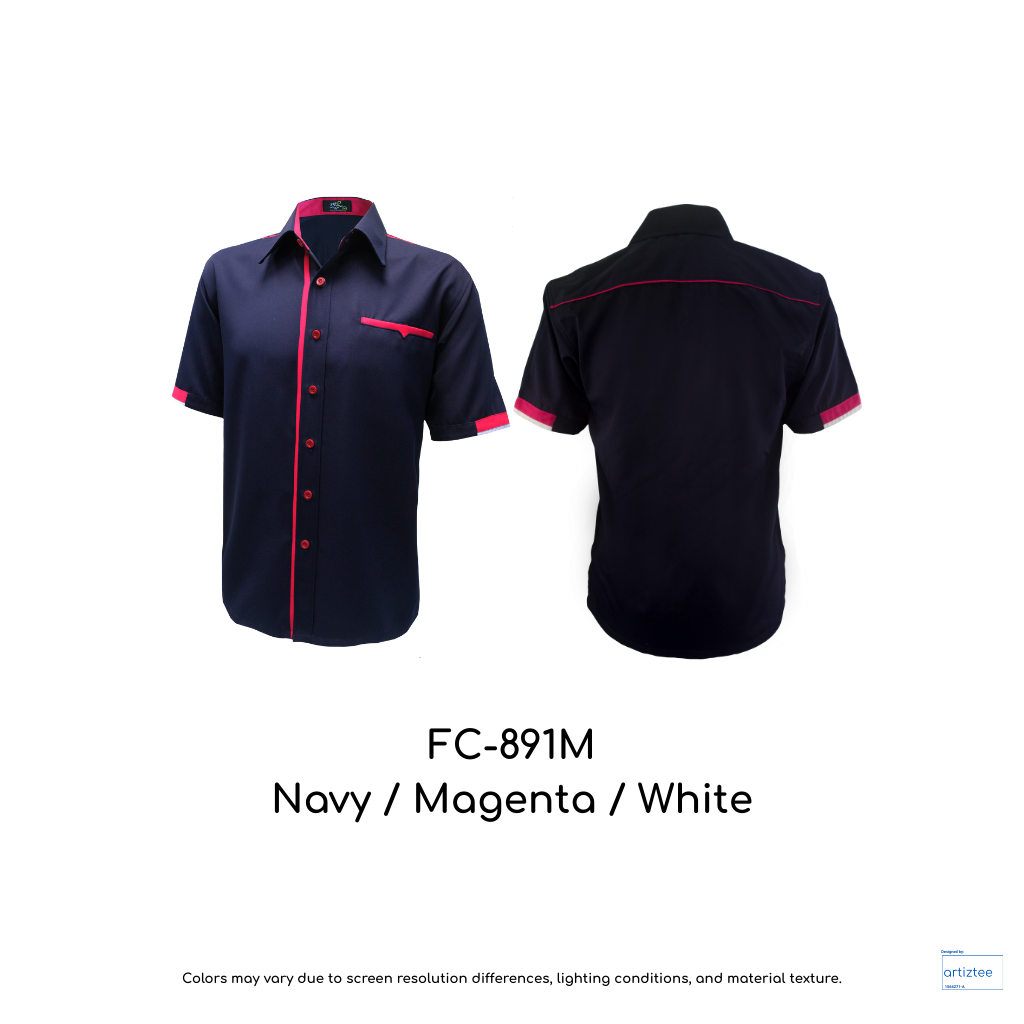 Corporate Uniform FC-891M Unisex Short Sleeves Navy Magenta White