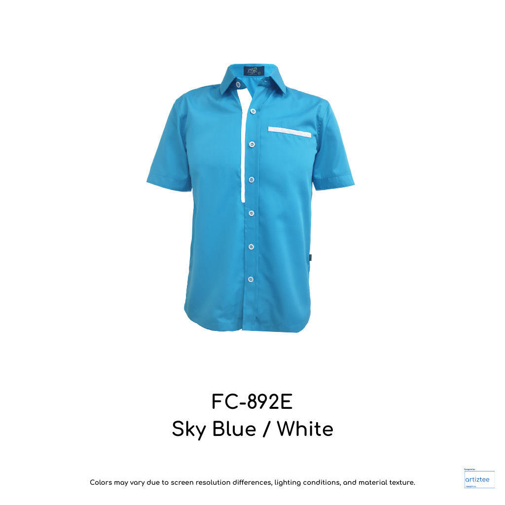 Corporate Uniform FC-892E Unisex Short Sleeves Sky Blue White