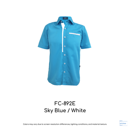 Corporate Uniform FC-892E Unisex Short Sleeves Sky Blue White