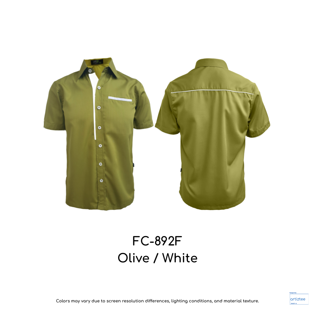 Corporate Uniform FC-892F Unisex Short Sleeves Olive White