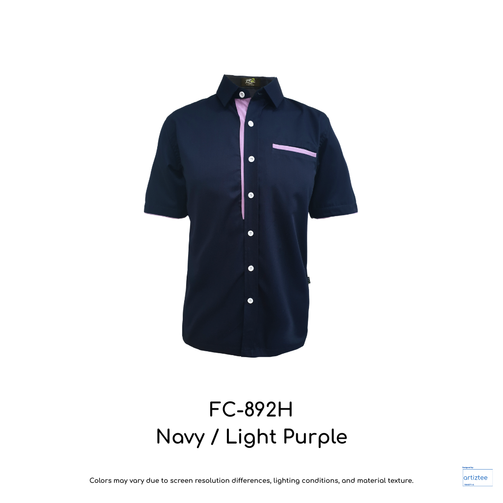 Corporate Uniform FC-892H Unisex Short Sleeves Navy Light Purple
