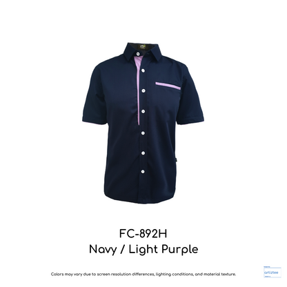 Corporate Uniform FC-892H Unisex Short Sleeves Navy Light Purple