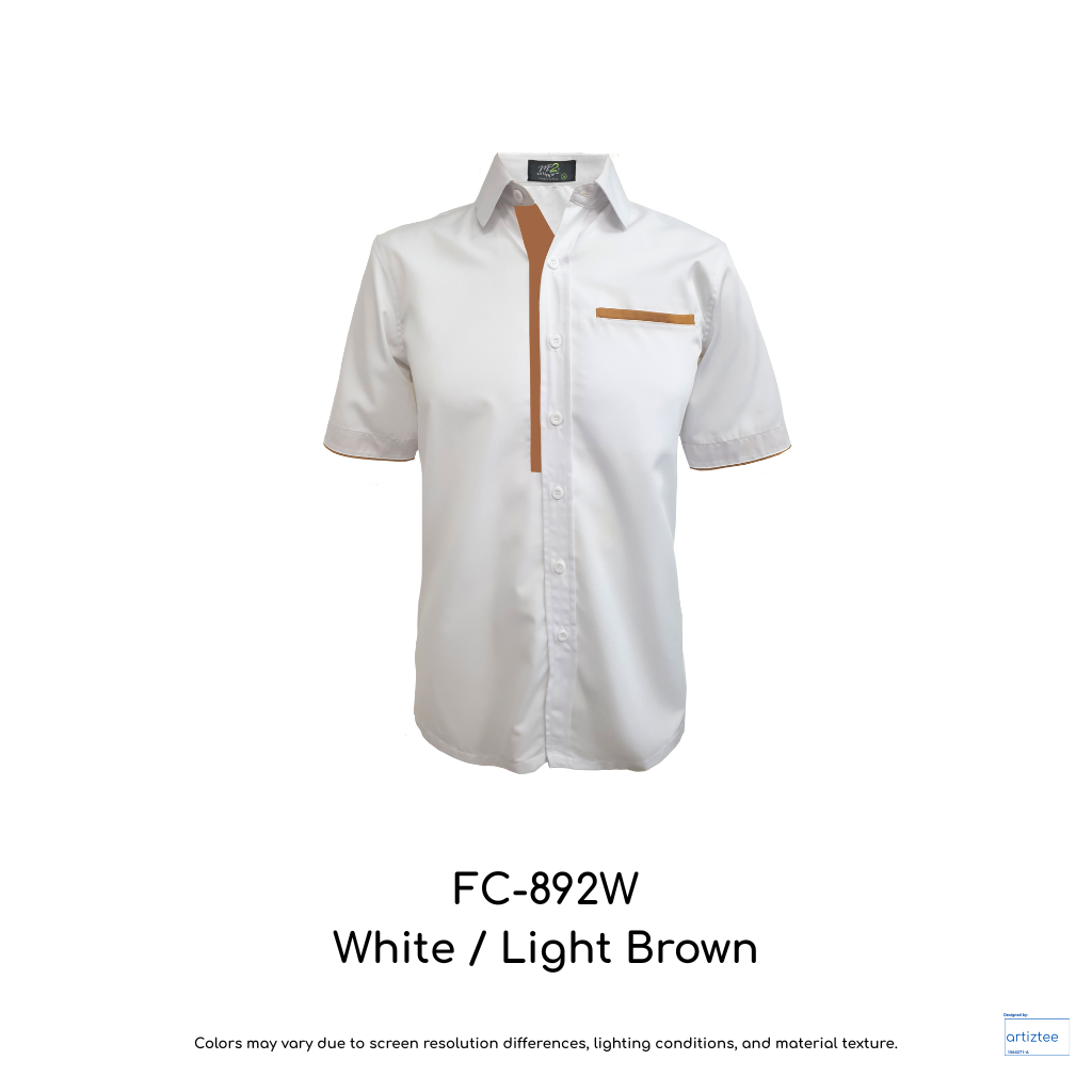 Corporate Uniform FC-892W Unisex Short Sleeves White Light Brown