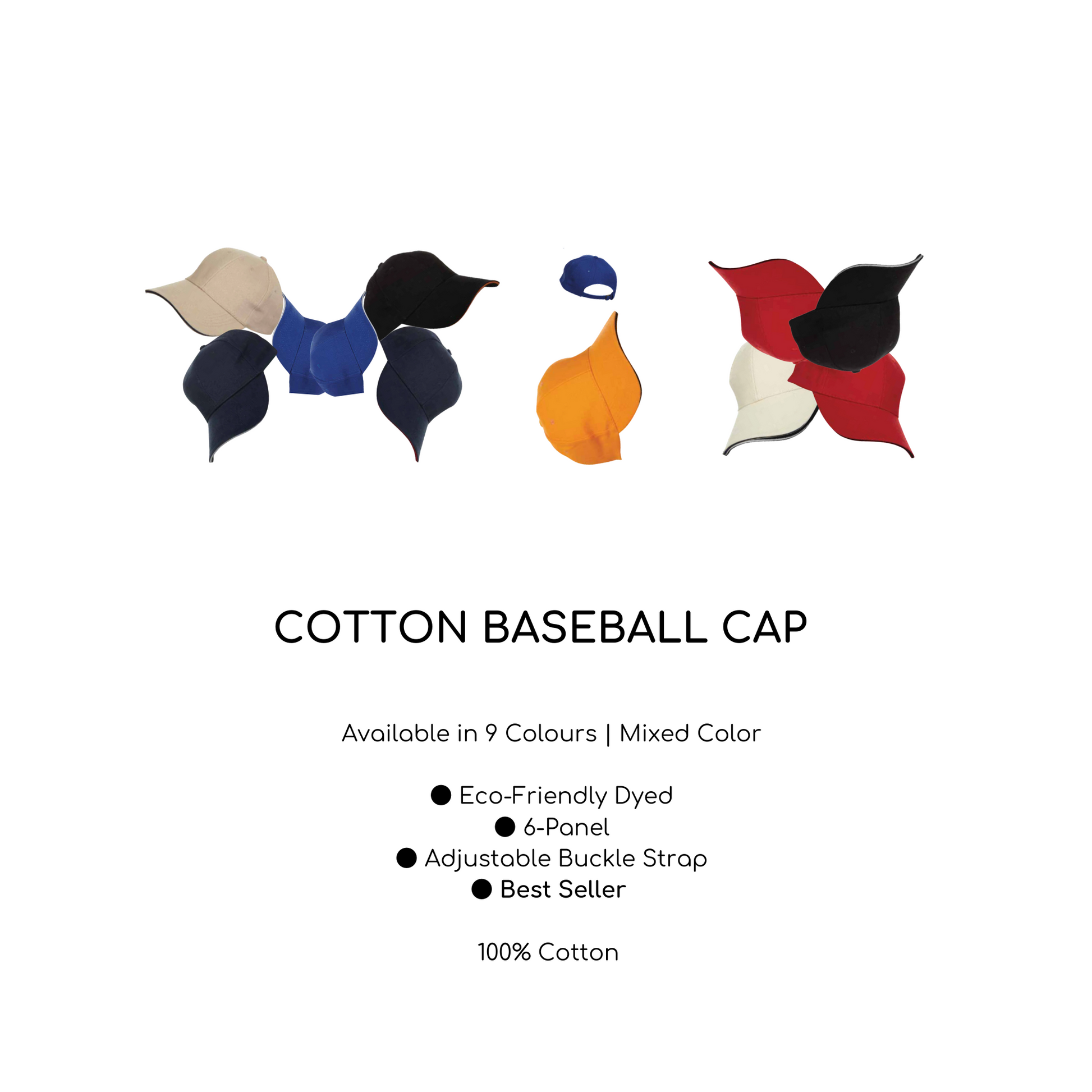 Custom Cap - Cotton Baseball Cap | Mixed Color