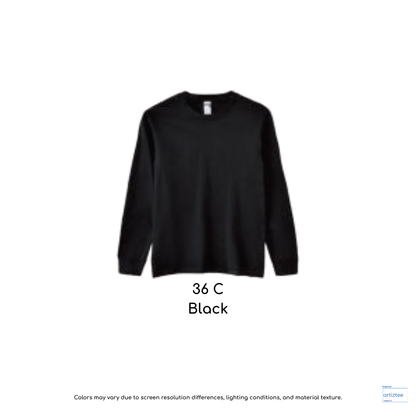 T-Shirt Long Sleeve - Unisex 210gsm Cotton Black 36C HA40 | Artiztee